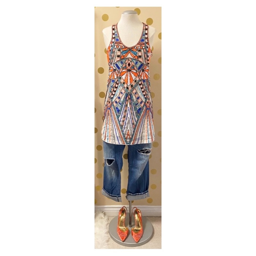 Parker - Beaded Geometric Tunic/Tank Dress